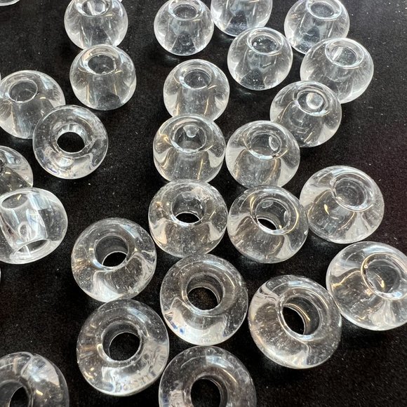 NWOT📌30 Clear Glass Beads 14 mm with a big Hole 5 mm for Jewelry Making -Craft - Picture 1 of 13